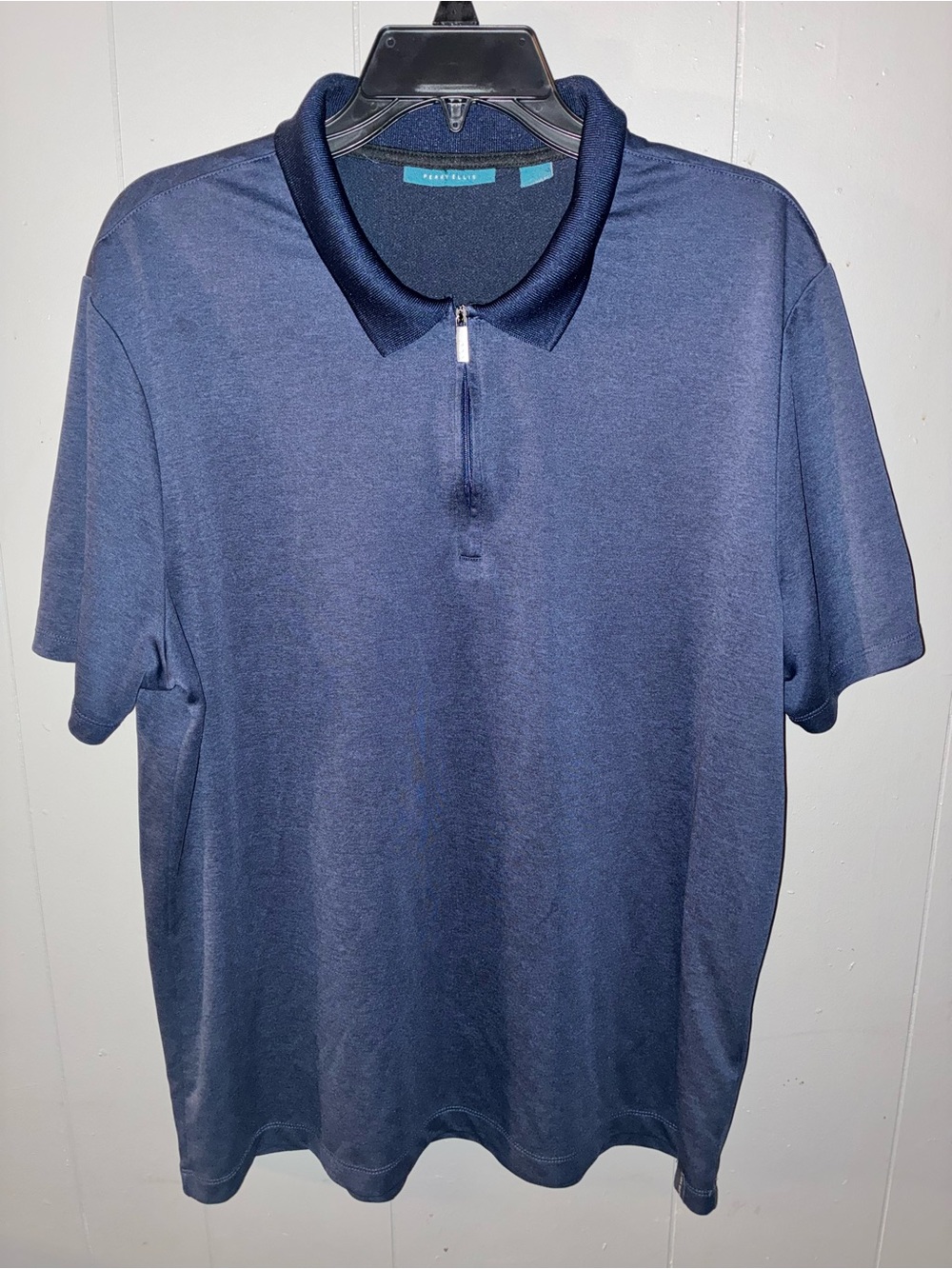 Perry Ellis Men's Navy Half-Zip Polo